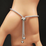Stainless Steel Charm Bracelet Silver Bead Bangle Jewelry B18267