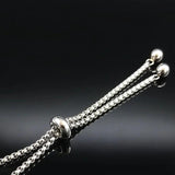 Stainless Steel Charm Bracelet Silver Bead Bangle Jewelry B18267