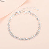 Double Layer Chain Bracelet Women Jewelry S925 Lobster Clasp VW22002
