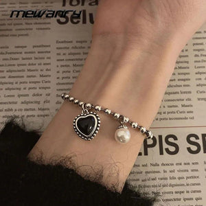 Mewanry Silver Bracelet Love Pearl Party Jewelry
