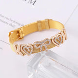 Stainless Steel Mesh Bracelet Love Bowknot Beads Keeper Bangle Jewelry