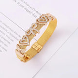 Stainless Steel Mesh Bracelet Love Bowknot Beads Keeper Bangle Jewelry