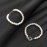 Retro Pearl Double Bracelets Set Alloy Chain Jewelry Accessories