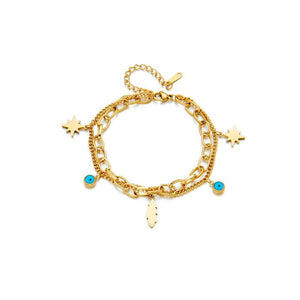Stainless Steel Geomatric Pendant Chain Bracelet for Women