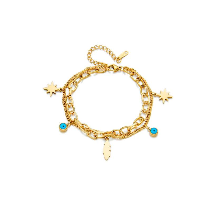 Stainless Steel Geomatric Pendant Chain Bracelet for Women