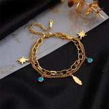 Stainless Steel Geomatric Pendant Chain Bracelet for Women