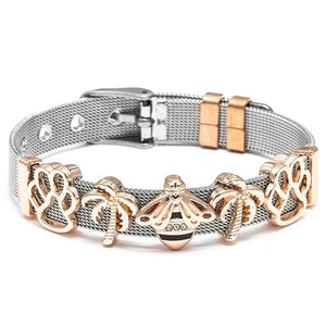 Stainless Steel Mesh Bracelet with Unicorn Beads Charm
