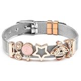 Stainless Steel Mesh Bracelet with Unicorn Beads Charm