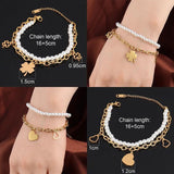 Double Layer Stainless Steel Bracelet for Women with Heart Charm Butterfly Star