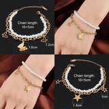 Double Layer Stainless Steel Bracelet for Women with Heart Charm Butterfly Star