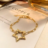 Zircon Metal Clasp Spring Gate Buckle Heart Star Bracelet