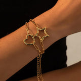 Zircon Metal Clasp Spring Gate Buckle Heart Star Bracelet