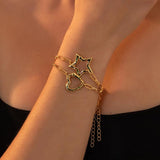 Zircon Metal Clasp Spring Gate Buckle Heart Star Bracelet