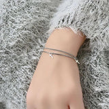 Silver Cross Pendant Bracelet Double Layer Box Chain Bracelet