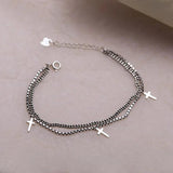Silver Cross Pendant Bracelet Double Layer Box Chain Bracelet