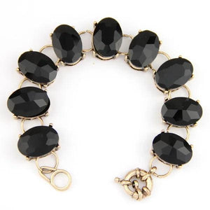 Crystal Dot Oval Bracelet Bangle Glass Stone Jewelry Women