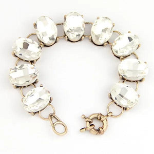 Crystal Dot Oval Bracelet Bangle Glass Stone Jewelry Women