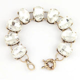 Crystal Dot Oval Bracelet Bangle Glass Stone Jewelry Women
