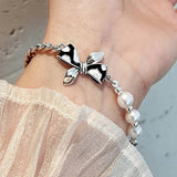 Vintage Punk Pearl Chain Bracelet for Women Couples