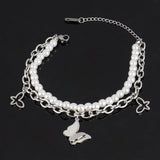 Stainless Steel Women's Pearl Bracelet Double-layer Jewelry