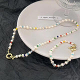 Multicolor Bead Pearl Chain Bracelet for Wedding Anniversary