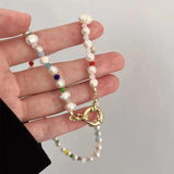 Multicolor Bead Pearl Chain Bracelet for Wedding Anniversary