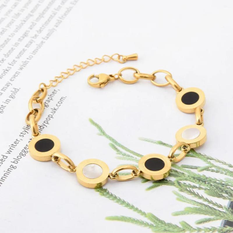 316L Stainless Steel Roman Numerals Charm Bracelet for Women