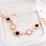 316L Stainless Steel Roman Numerals Charm Bracelet for Women