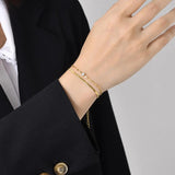 Thin Double Chain Bracelet with CZ, Stainless Steel Gift