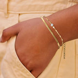 Thin Double Chain Bracelet with CZ, Stainless Steel Gift