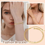 Thin Double Chain Bracelet with CZ, Stainless Steel Gift