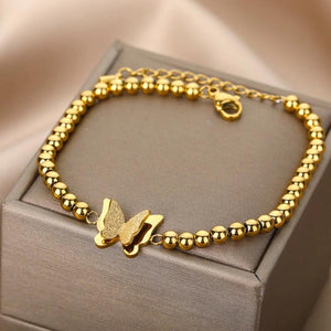 Zircon Butterfly Bracelet Stainless Steel Chain Jewelry Gift