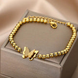 Zircon Butterfly Bracelet Stainless Steel Chain Jewelry Gift