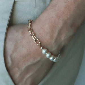 Vintage Geometric Chain Pearl Bracelet for Women