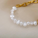 Vintage Geometric Chain Pearl Bracelet for Women
