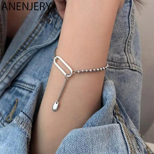 Adjustable Silver Geometric Bracelet for Women S-B459