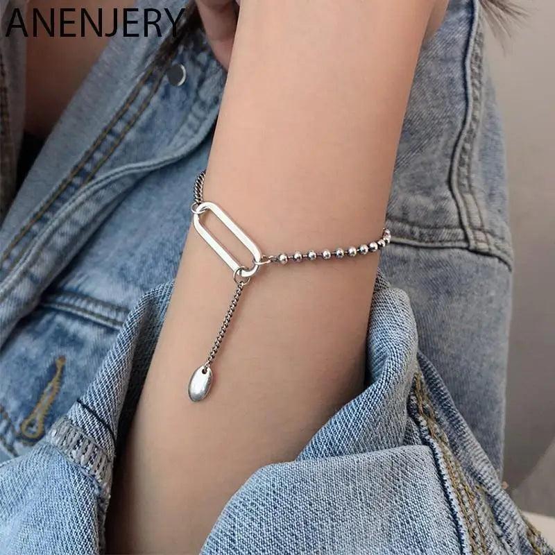 Adjustable Silver Geometric Bracelet for Women S-B459