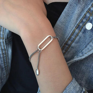 Adjustable Silver Geometric Bracelet for Women S-B459