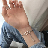 Adjustable Silver Geometric Bracelet for Women S-B459