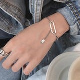 Adjustable Silver Geometric Bracelet for Women S-B459