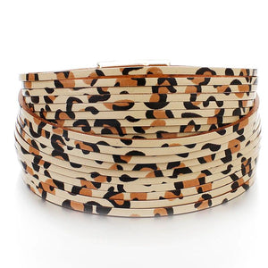 Multilayer Leather Bracelet Women Mix Ladies Wide Wrap Bracelets Bangles
