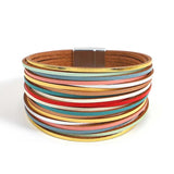 Multilayer Leather Bracelet Women Mix Ladies Wide Wrap Bracelets Bangles