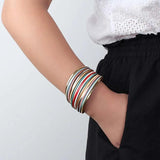 Multilayer Leather Bracelet Women Mix Ladies Wide Wrap Bracelets Bangles