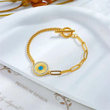316L Stainless Steel Eye Charm Bracelet For Women - Chain Bangles Jewelry