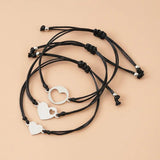 3pcs Heart Generation Bracelet Set Stainless Steel Adjustable Braided Rope