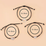 3pcs Heart Generation Bracelet Set Stainless Steel Adjustable Braided Rope