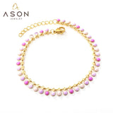 Oil Drip Chains Bracelet Bangle Stainless Steel for Women