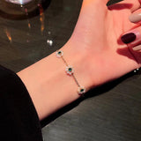 Emerald Flower Pearl Bracelet for Women Girls Birthday Gift