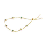 Emerald Flower Pearl Bracelet for Women Girls Birthday Gift