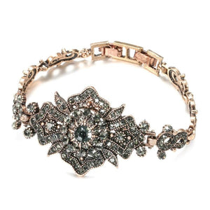 Inlay Gray Crystal Vintage Bracelets for Woman Antique Boho Style Ethnic Bride